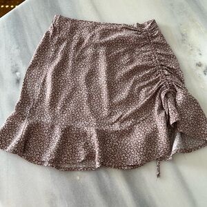 Light brown Patterned Skirt with Drawstring